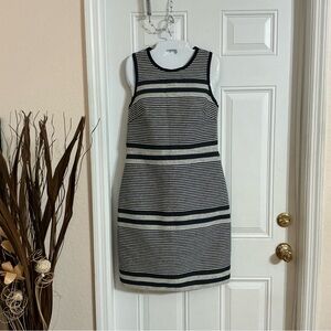 J. Crew Navy and White Striped Tweed Sheath Dress Size 8